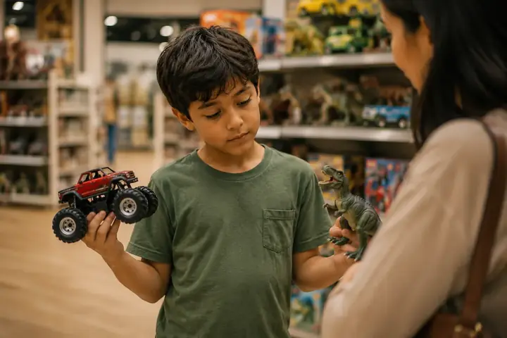 Criança fazendo escolhas